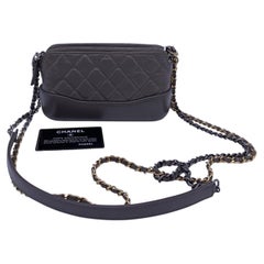 CHANEL Grey Gabrielle Clutch with Chain Quilted Aged Calfskin Shoulder Bag