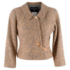 Chanel Grey & Gold Herringbone Tweed Jacket
