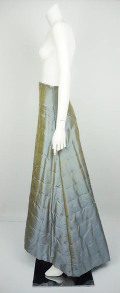 Chanel Runway Fall 1999 Grey Iridescent Quilted Maxi Formal Skirt-Size 36