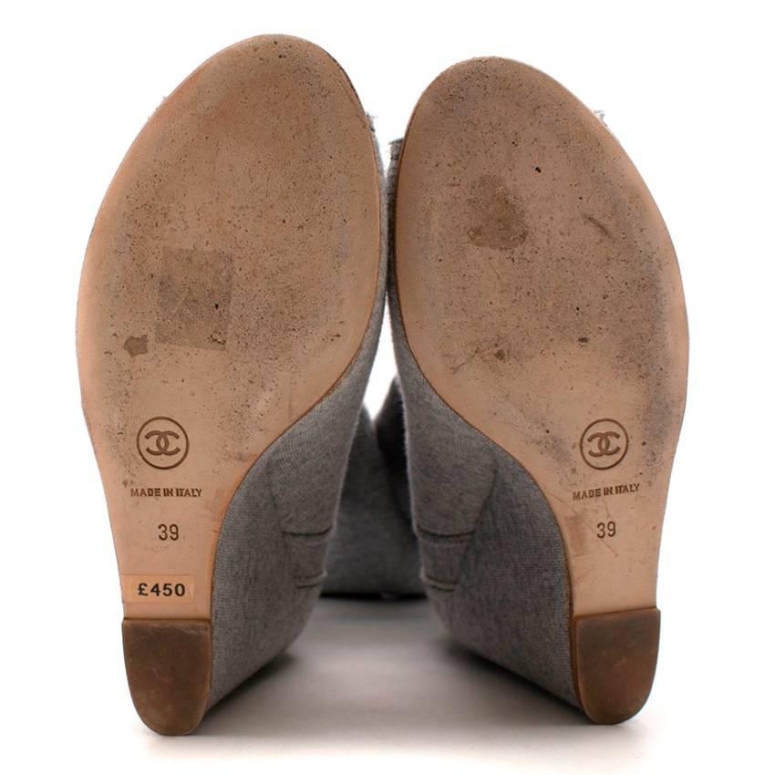 Chanel Grey Jersey Peep toe Boots - Size EU 39 1