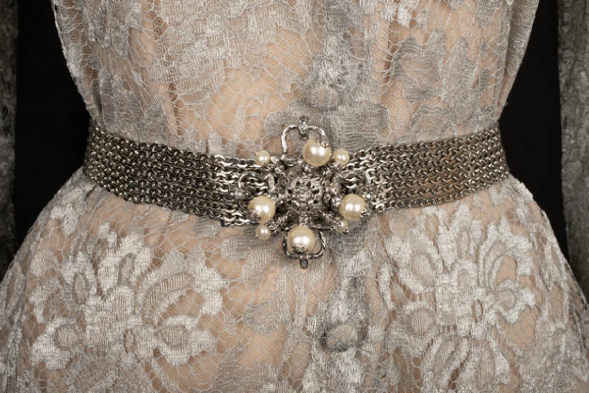 Chanel Grey Lace Long-sleeve Dress Haute Couture, 1996 2