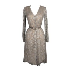 Chanel Grey Lace Long-sleeve Dress Haute Couture, 1996