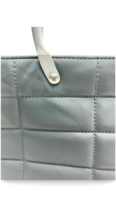 Chanel Grey Lambskin Chocolate Bar Silver Toned Hardware Handle Bag