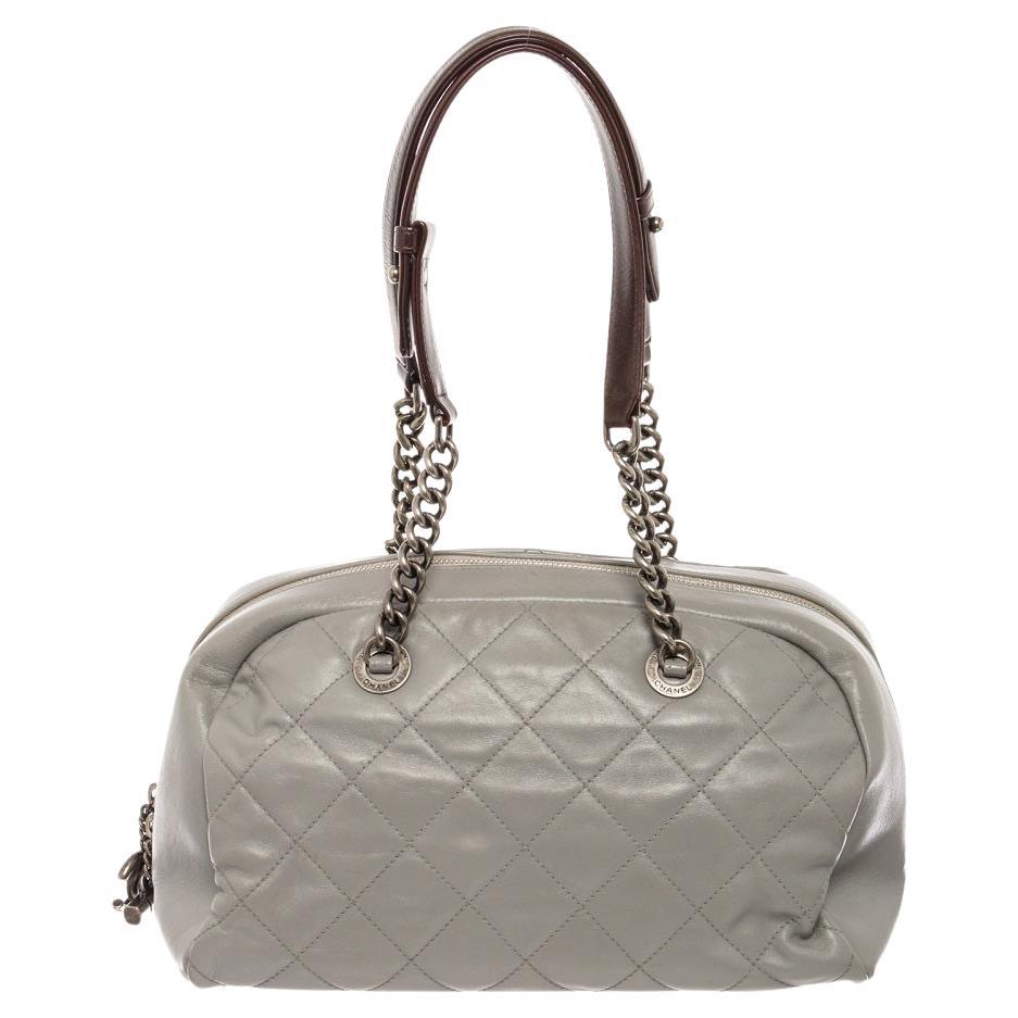 coco handle flap bag 29cm brown quilted caviar leather