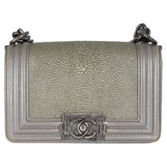 Chanel Grey Lambskin Galuchat Stingray Small Boy Bag