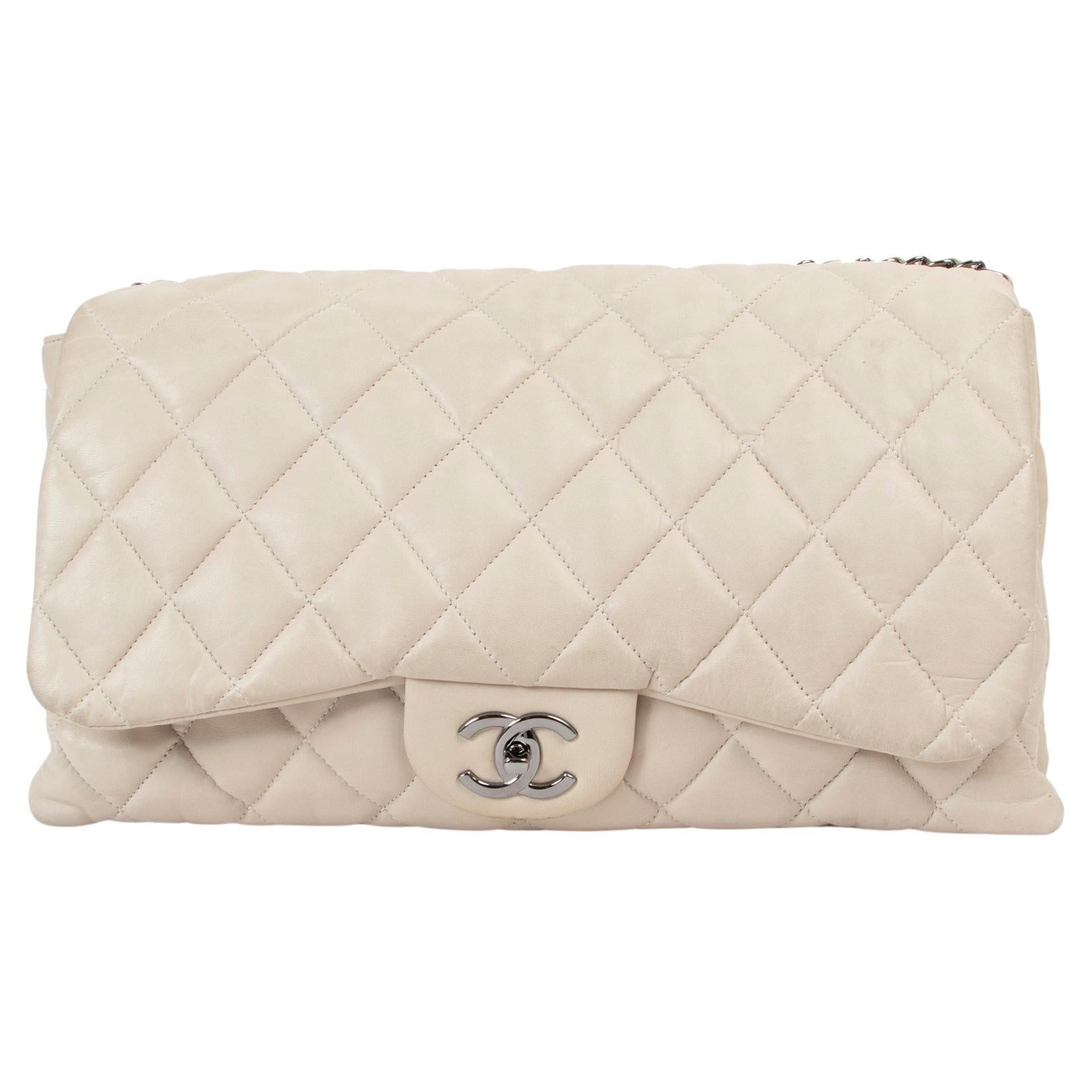 Chanel Grey Lambskin Quilted 3 Flap Bag at 1stDibs