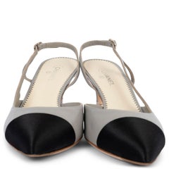 CHANEL grey leather 2013 PEARL HEEL Slingbacks Pumps Shoes 40.5