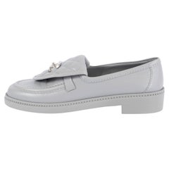 CHANEL grey leather 2021 21B TURNLOCK Loafers Flats Shoes 39