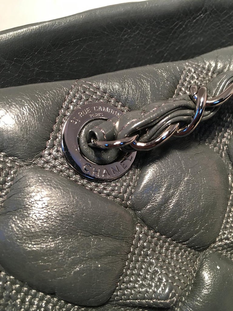 Chanel Grey Leather 3D Point Quilted Shoulder Bag Tote- Press Sample ...