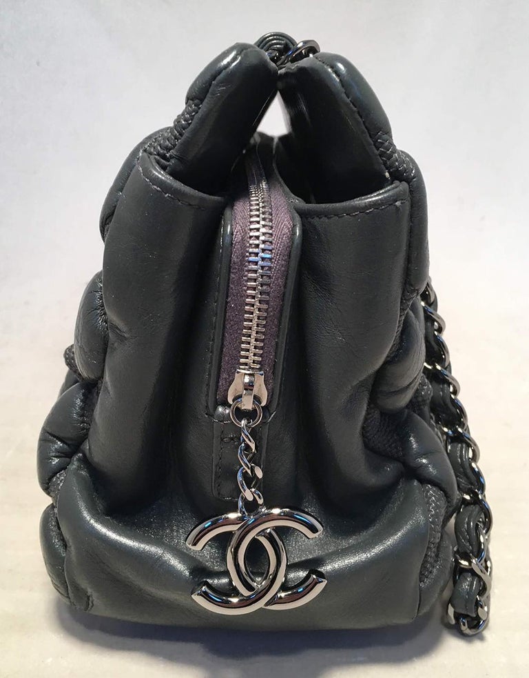 Chanel Grey Leather 3D Point Quilted Shoulder Bag Tote Press Sample