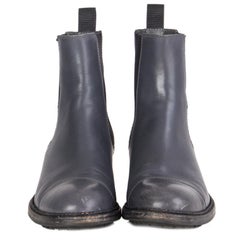 CHANEL grey leather Chelsea Ankle Boots Shoes 37.5