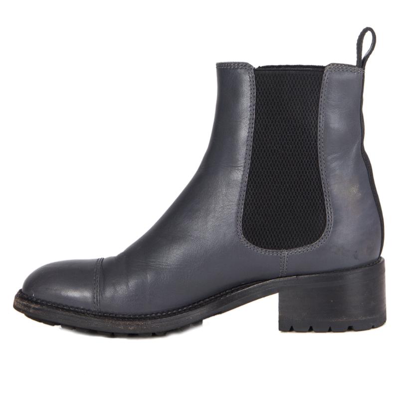 CHANEL piel gris Botines Chelsea Zapatos 37.5 Negro en venta