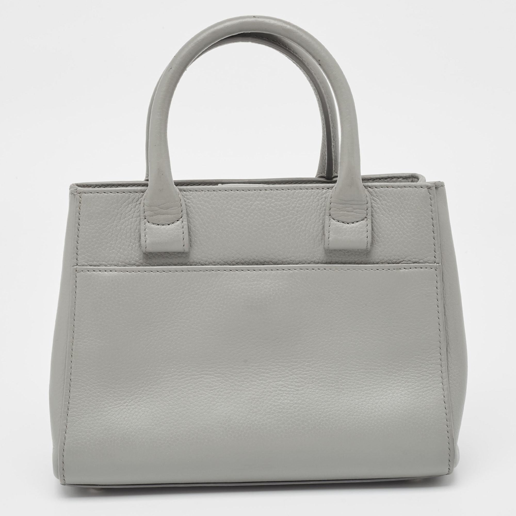 Women's Chanel Grey Leather Mini Neo Executive Shopping Tote