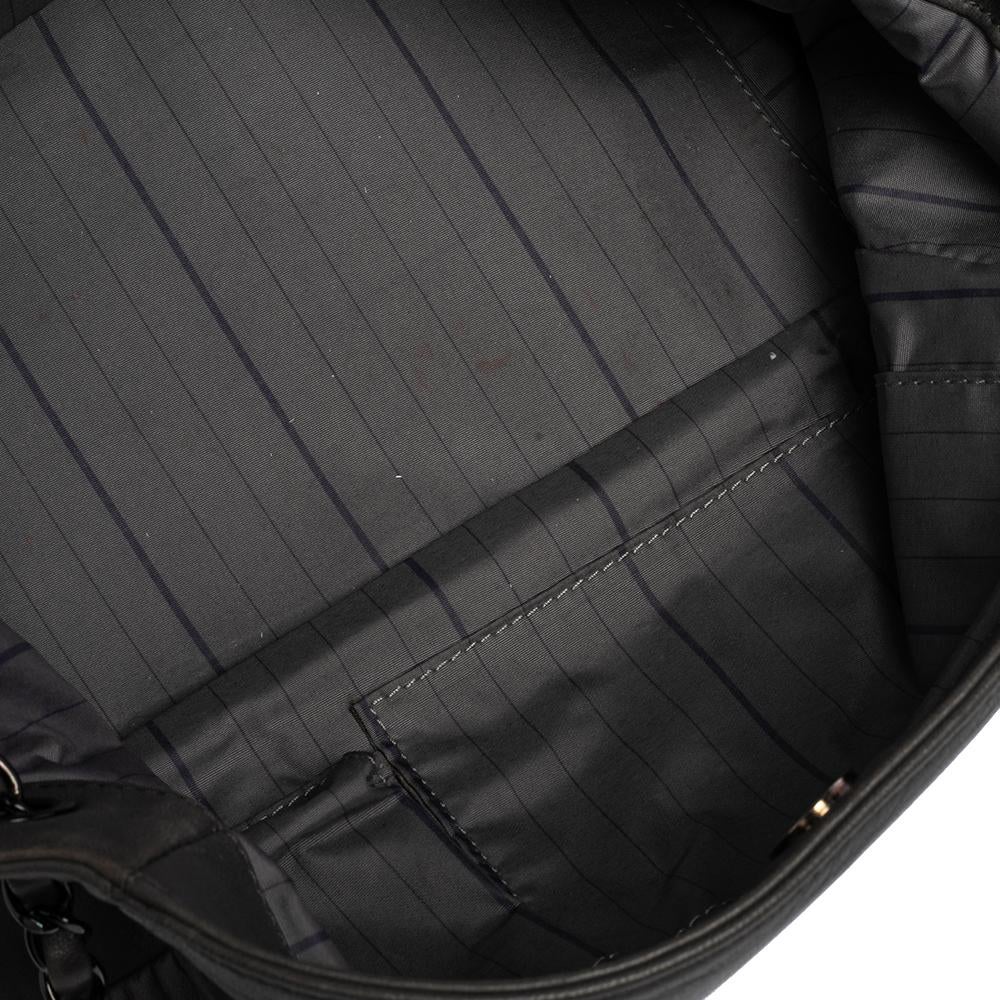 Chanel Grey Leather Studded CC Accordion Flap Bag 4