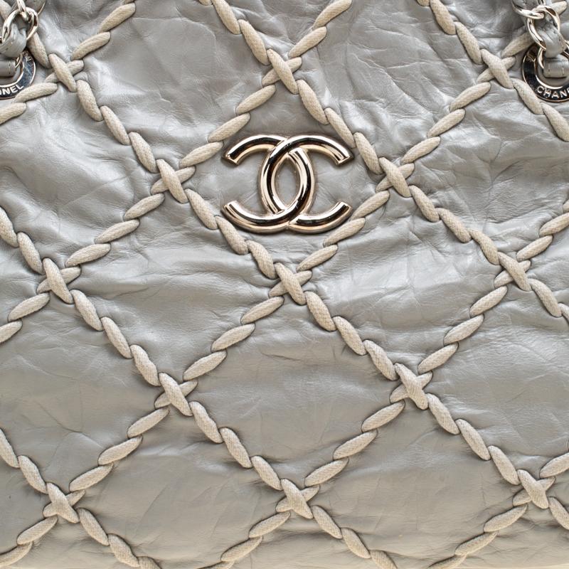 Chanel Grey Leather Wild Stitch Shoulder Bag 6