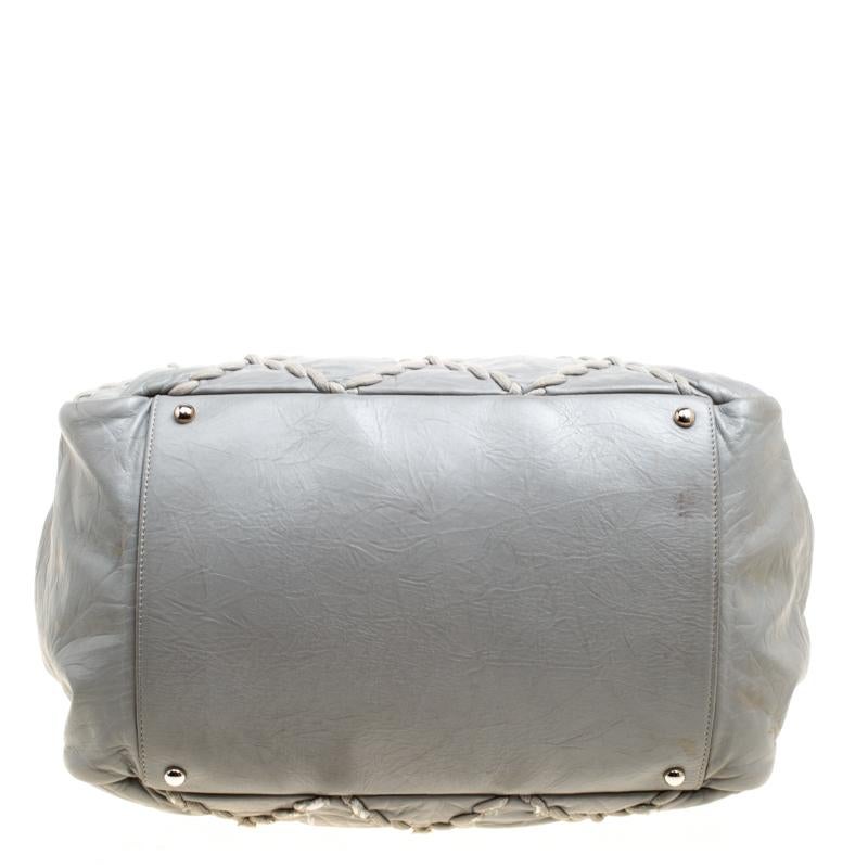 Chanel Grey Leather Wild Stitch Shoulder Bag 1