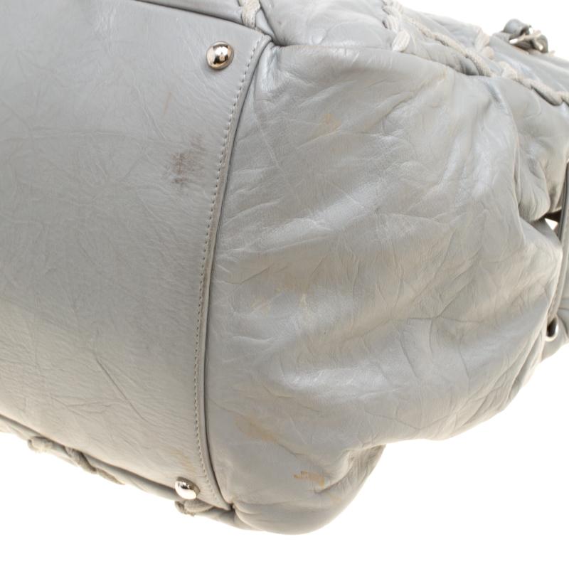 Chanel Grey Leather Wild Stitch Shoulder Bag 3