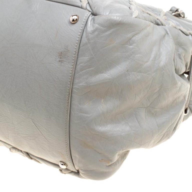 Chanel Grey Leather Wild Stitch Shoulder Bag For Sale at 1stDibs