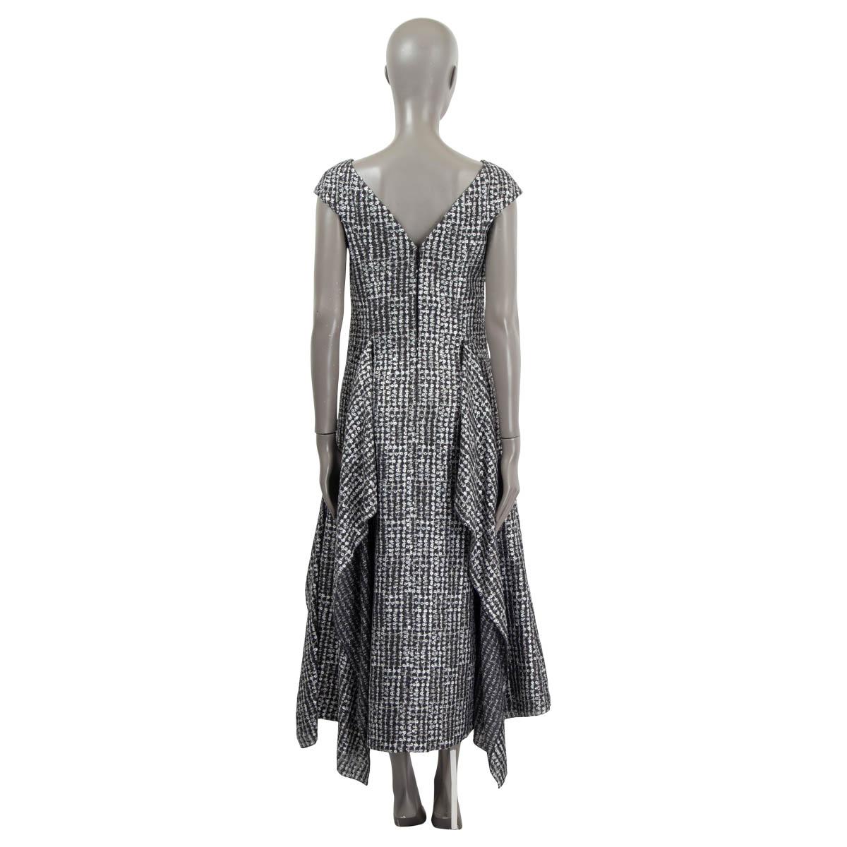Gray CHANEL grey linen 2020 SEQUIN EMBELLISHED MAXI Dress 38 S 20C For Sale