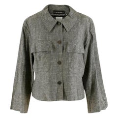 Chanel Grey Linen Short Jacket SIZE 44