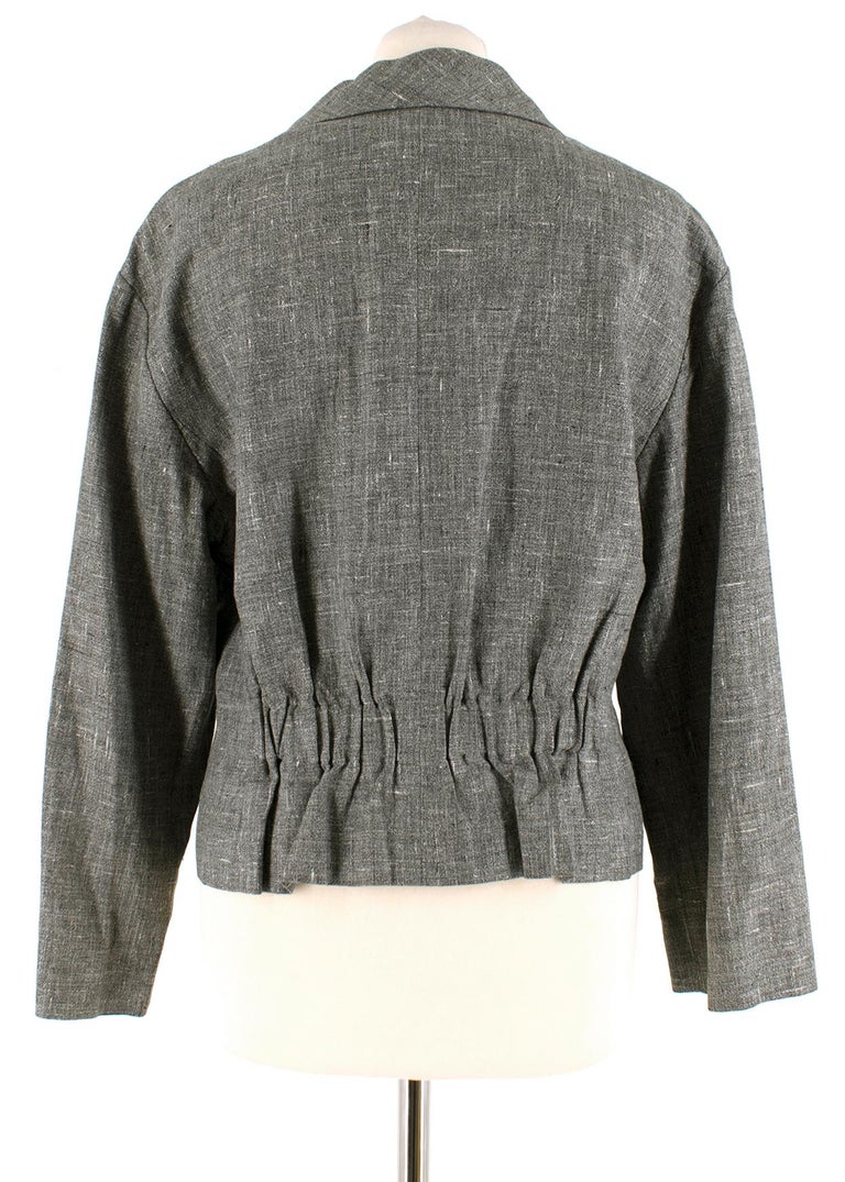 Chanel Grey Linen Short Jacket - Size US 12 For Sale at 1stDibs
