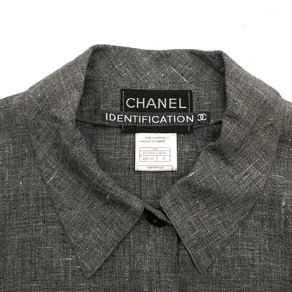 Gray Chanel Grey Linen Short Jacket - Size US 12 For Sale