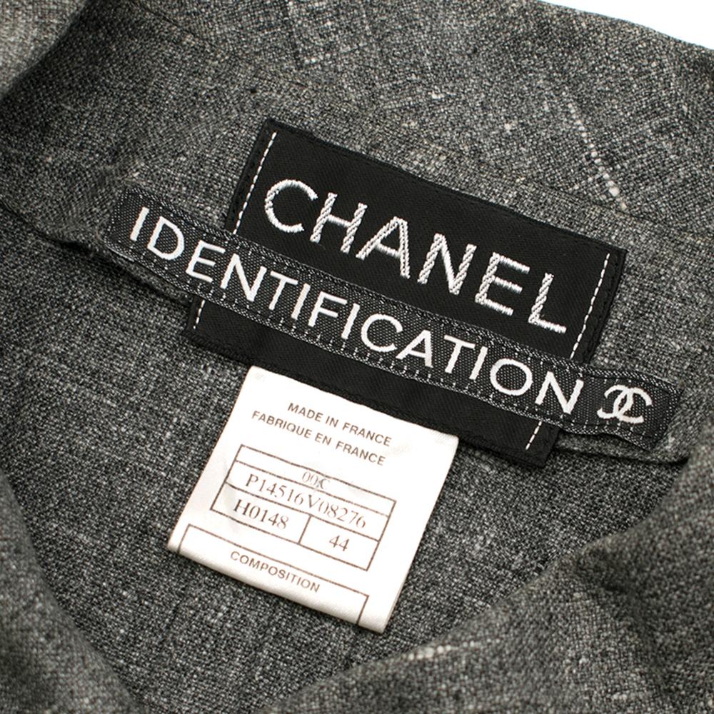 Chanel Grey Linen Short Jacket - Size US 12 In Excellent Condition For Sale In London, GB