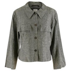 Chanel Grey Linen Short Jacket - Size US 12