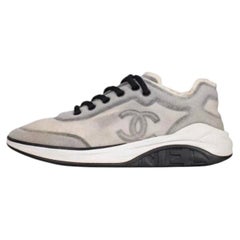 Chanel Grey Mesh Textile Sneakers - Size 39