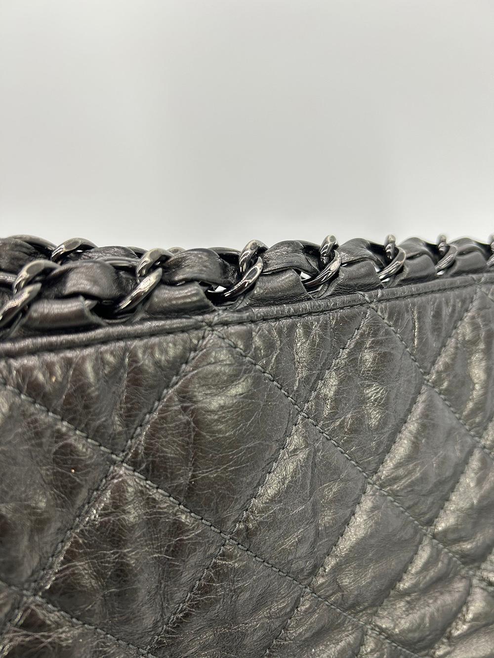 Chanel - Fourre-tout en cuir gris métallisé avec chaîne Me Shoulder Bag en vente 9
