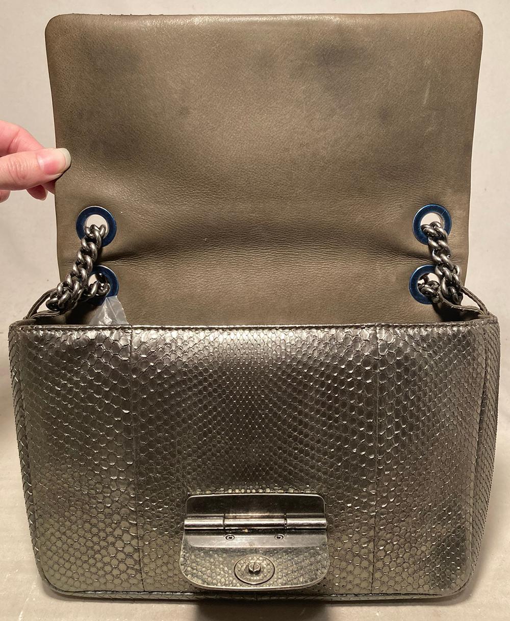 Chanel Grey Metallic Python Shanghai Flap Bag  2