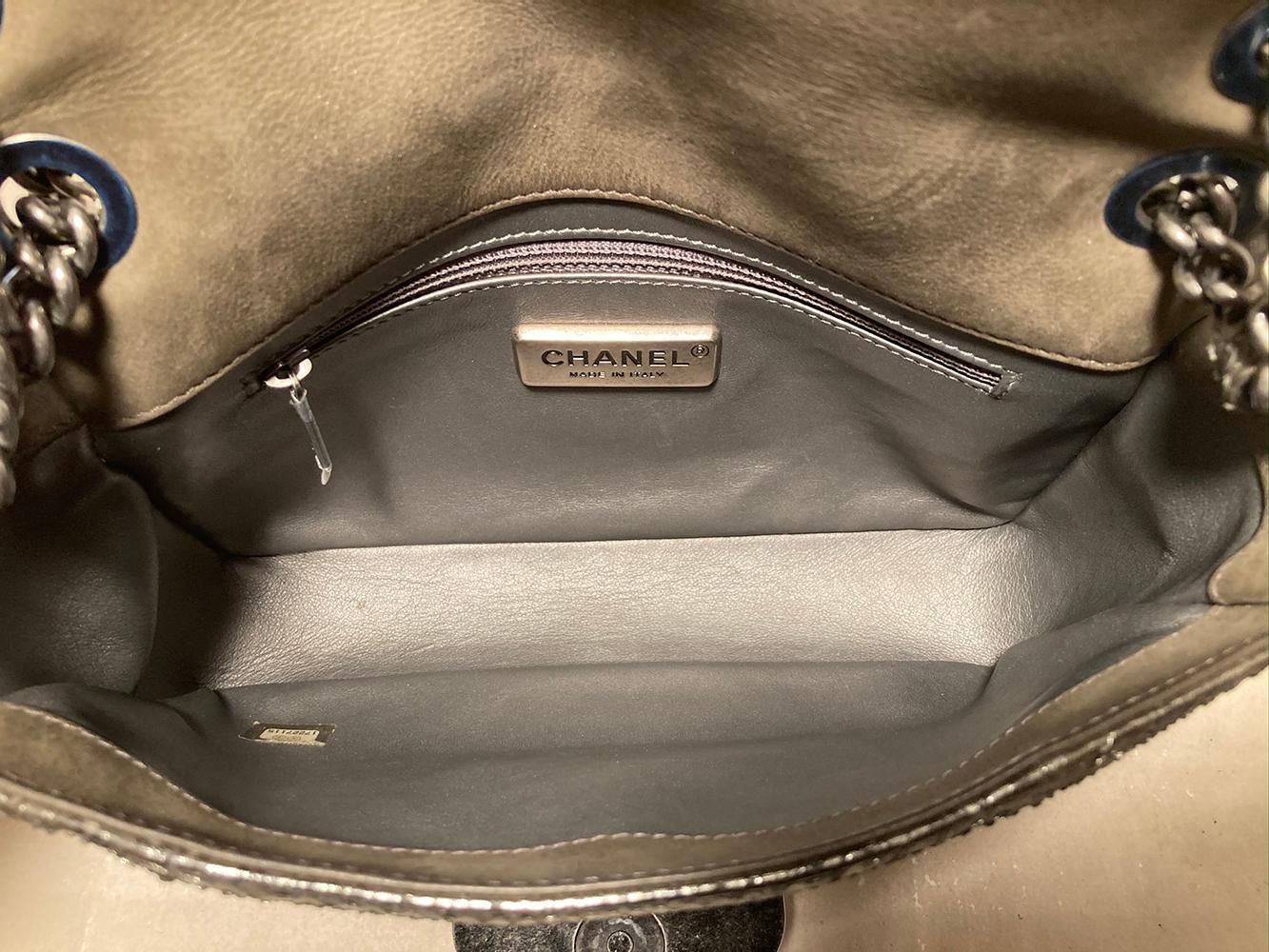Chanel Grey Metallic Python Shanghai Flap Bag  3