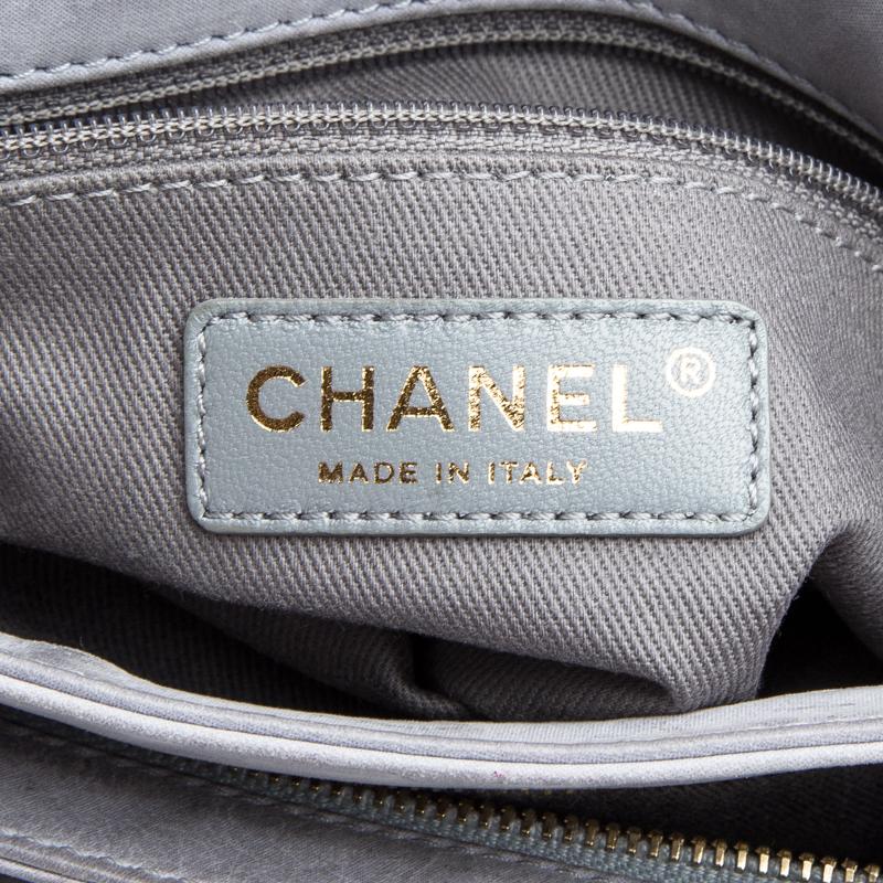 Chanel Grey Metallic Stitch Leather Small Classic Flap Bag 6