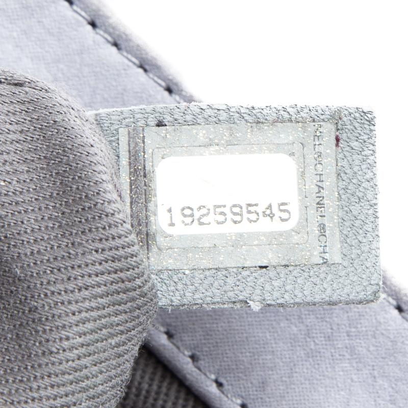Chanel Grey Metallic Stitch Leather Small Classic Flap Bag 2