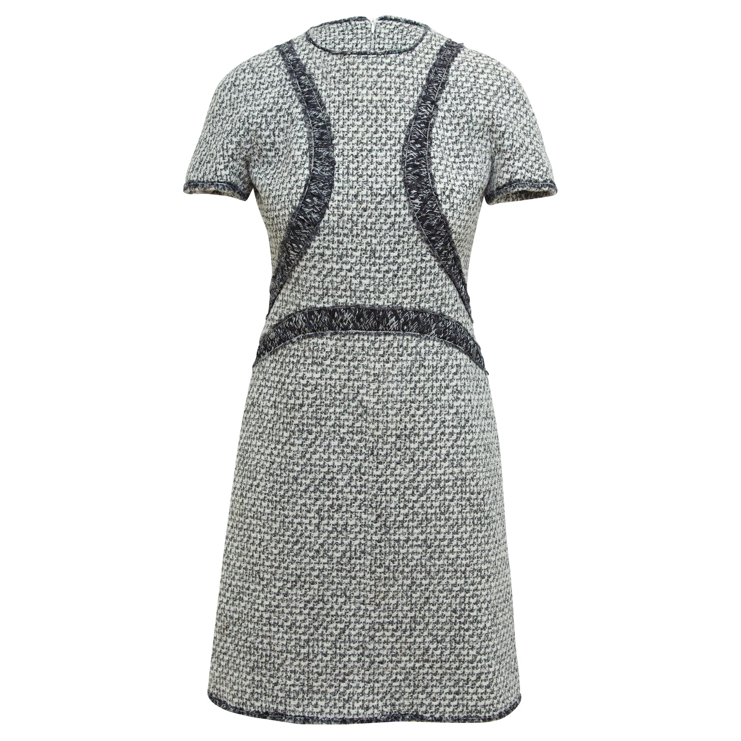 Chanel Grey & Multicolor Tweed Short Sleeve Dress