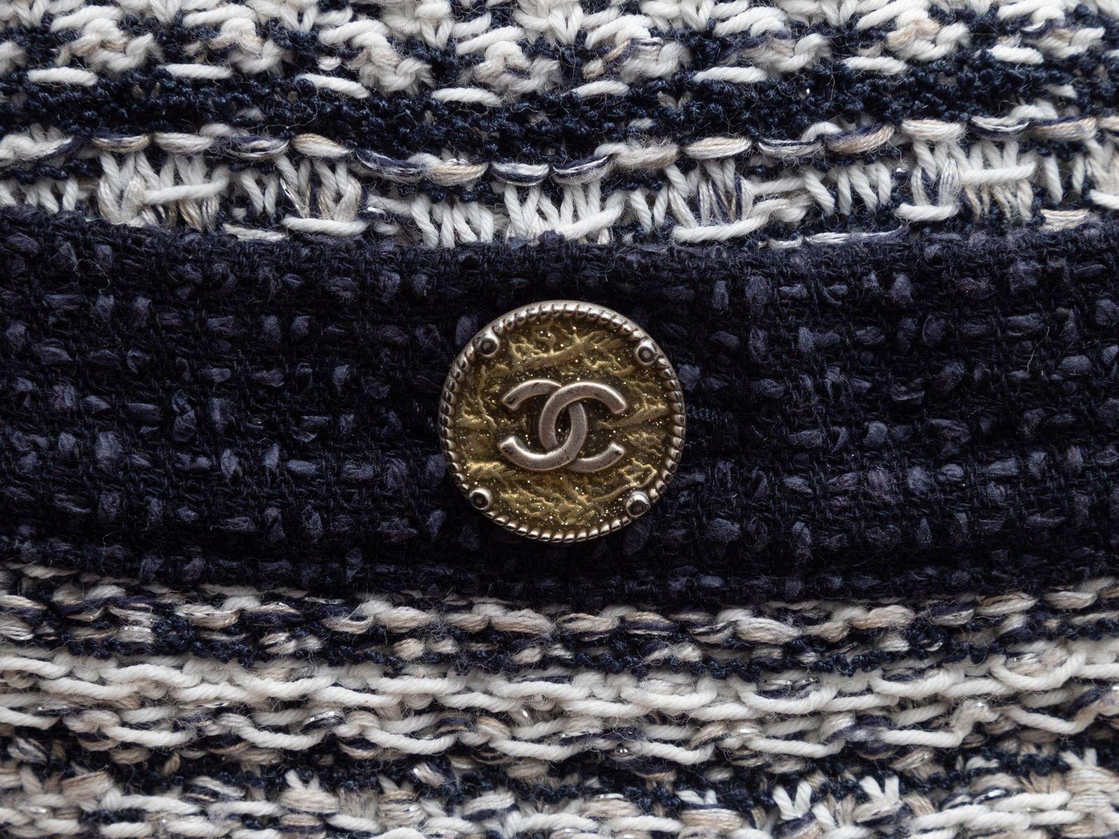 Chanel Chanel Grau & Marineblau gestricktes ärmelloses Kleid Damen
