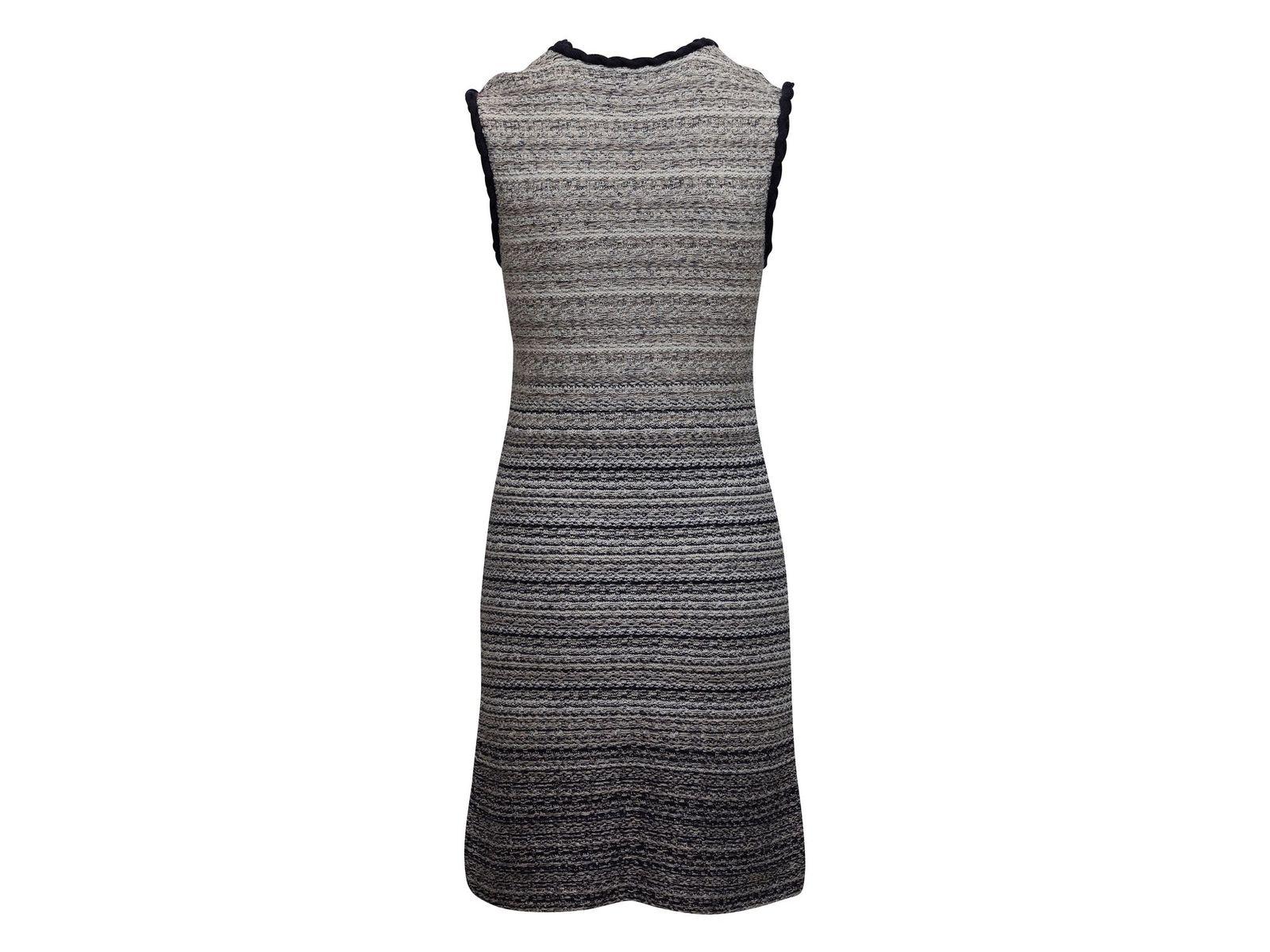 Chanel Chanel Grau & Marineblau gestricktes ärmelloses Kleid 4