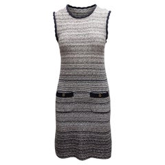 Chanel Grey & Navy Knit Sleeveless Dress