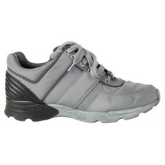 CHANEL grey nylon & black Sneakers Shoes 39.5