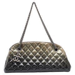 Chanel Grey Ombre Quilted Patent Leather Medium Just Mademoiselle Bowler Bag