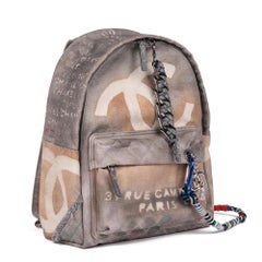 Chanel Grey Painted Canvas Medium Graffiti Backpack