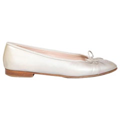 Chanel Grey Patent Leather Ballet Flats Size IT 39.5