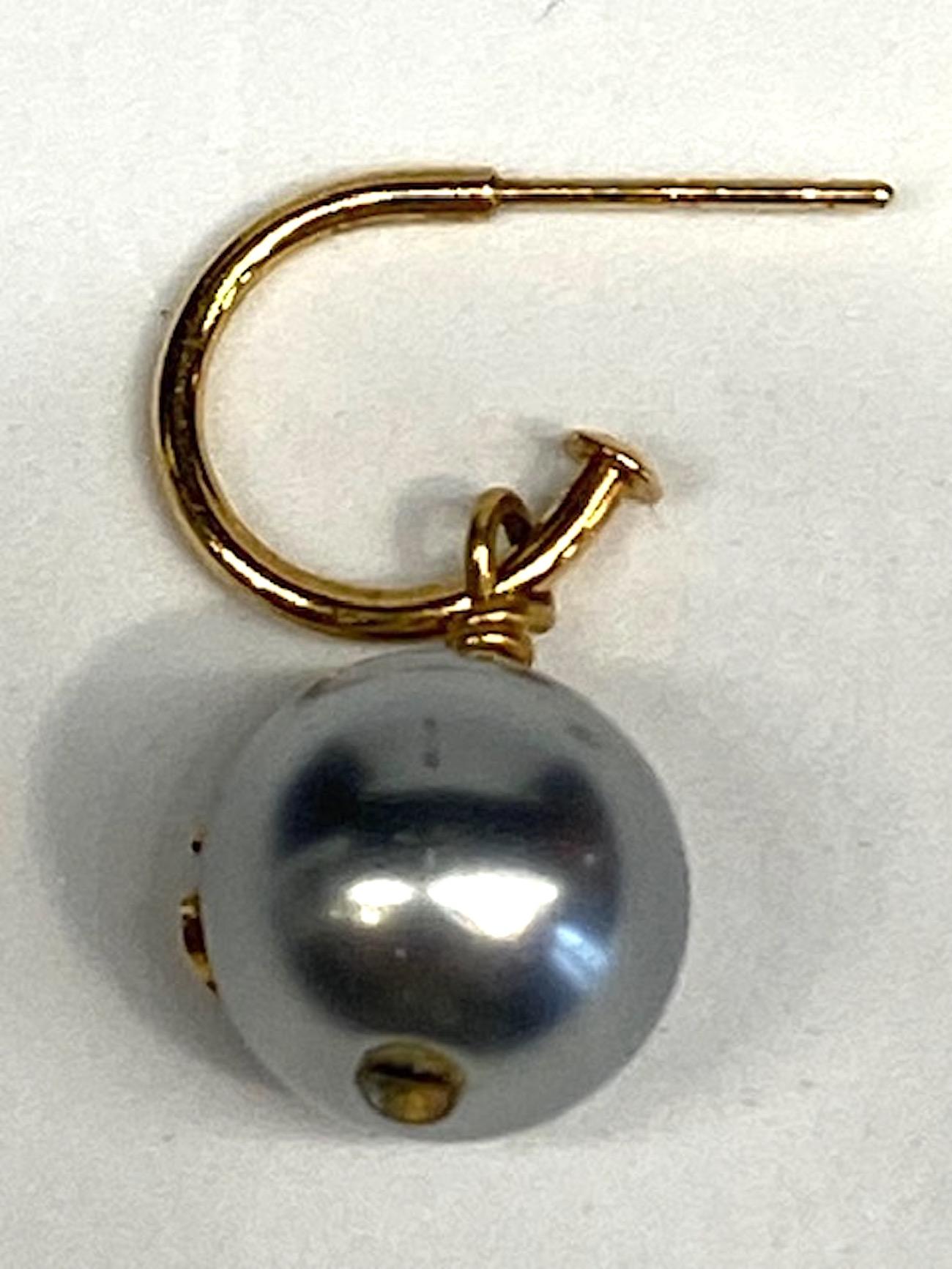 Chanel Grey Pearl Dangle Earrings 3