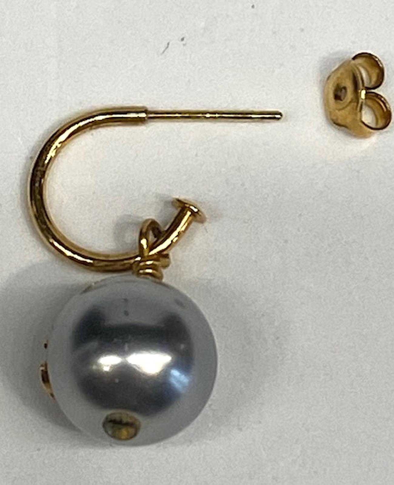 Chanel Grey Pearl Dangle Earrings 4