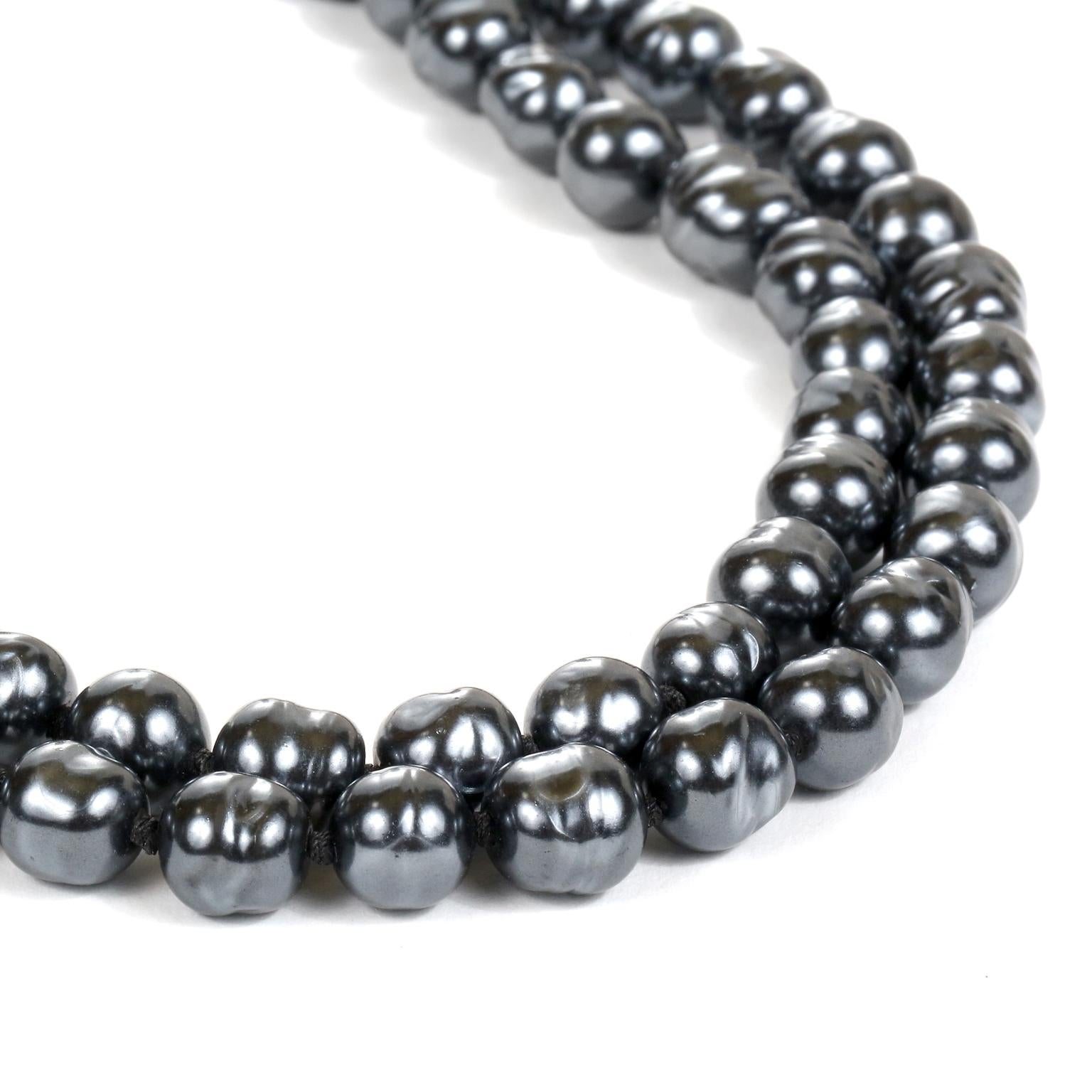 Chanel Grey Pearl Necklace 1
