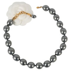 Chanel grey pearl necklace