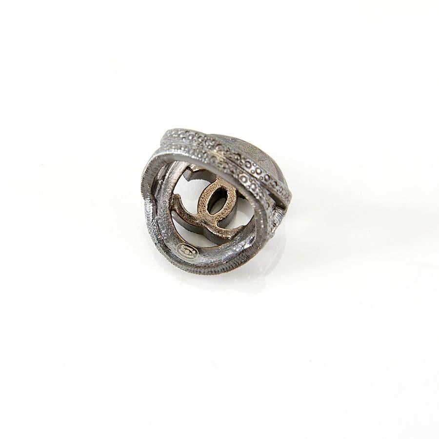 Chanel Grey Pearls Embellished CC  Ring.  1