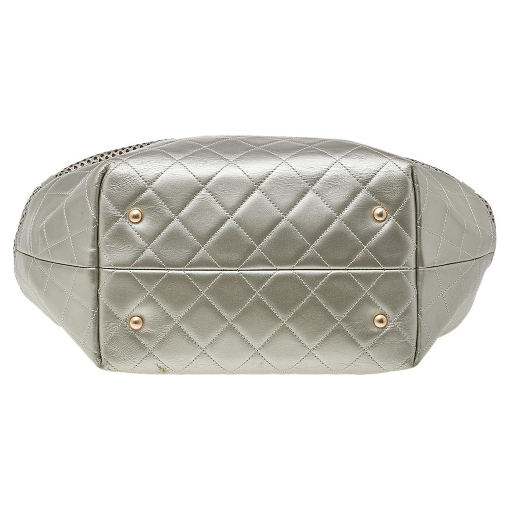 Chanel Grey Perforated Leather Up In The Air Tote 1
