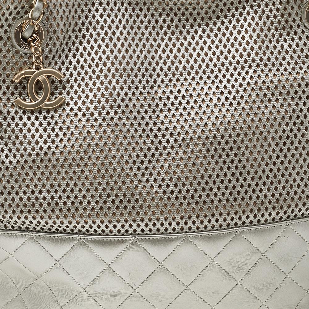 Chanel Grey Perforated Leather Up In The Air Tote 4