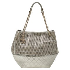 Chanel Grey Perforated Leather Up In The Air Tote